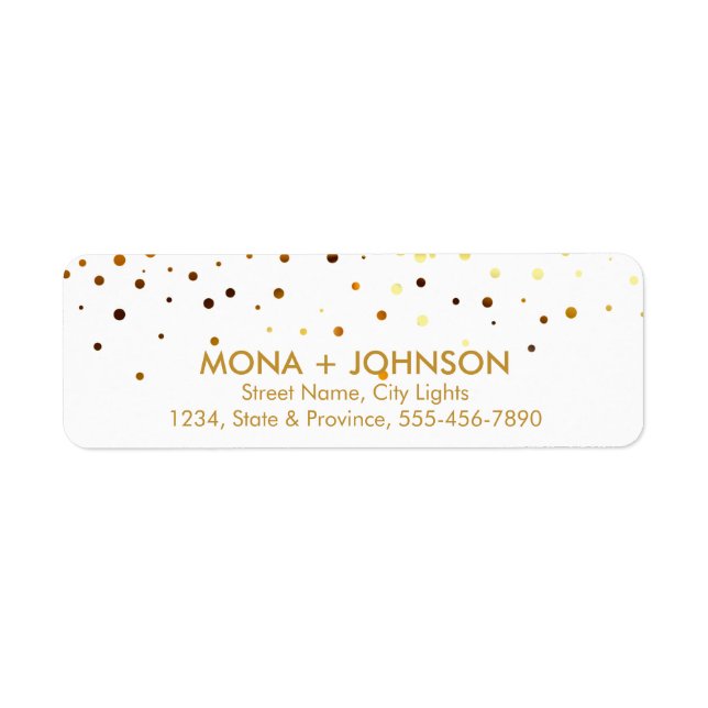 White Gold Glitter Sparkle Confetti Dots Modern Label (Front)