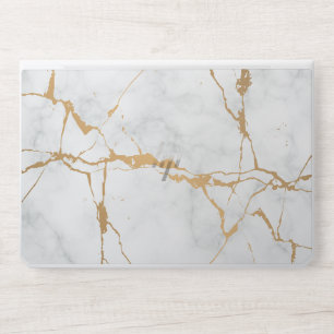 White gold glitter   Sparkles agate stone marble HP Laptop Skin