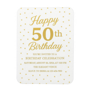 White & Gold Glitter Surprise 50th Birthday Magnet