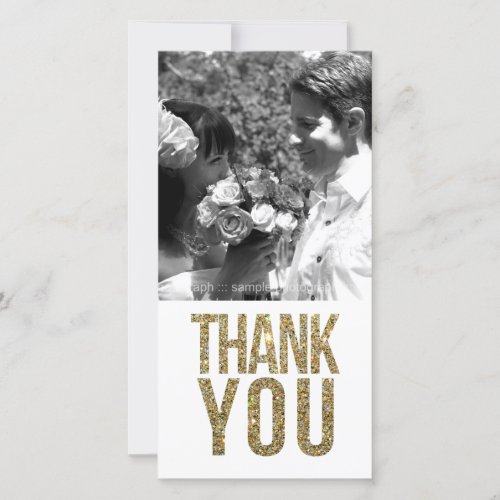 White  Gold Glitter Thank You Photo Cards