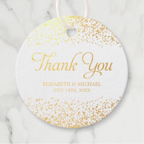 White Gold Glitter Wedding Favor Thank You Foil Favor Tags