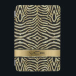 White & Gold Glitter With Black Zebra Stripes iPad Mini Cover<br><div class="desc">White diamonds glitter and sparkles ,  gold accents,  zebra stripes,  animal print pattern. Customizable monogram. If you need any help customizing,  changing color,  or anything else to any of my designs,  contact ArtOnWear designer.Free text formatting with live help available by request.</div>