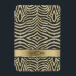 White & Gold Glitter With Black Zebra Stripes iPad Mini Cover<br><div class="desc">White diamonds glitter and sparkles ,  gold accents,  zebra stripes,  animal print pattern. Customizable monogram. If you need any help customizing,  changing color,  or anything else to any of my designs,  contact ArtOnWear designer.Free text formatting with live help available by request.</div>