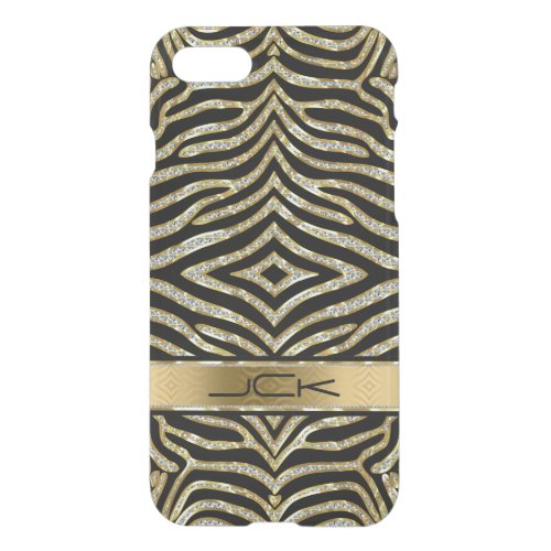 White  Gold Glitter With Black Zebra Stripes iPhone SE87 Case