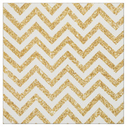 White Gold Glitter Zigzag Stripes Chevron Pattern Fabric