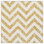 White Gold Glitter Zigzag Stripes Chevron Pattern Fabric