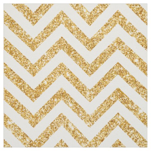 White Gold Glitter Zigzag Stripes Chevron Pattern Fabric