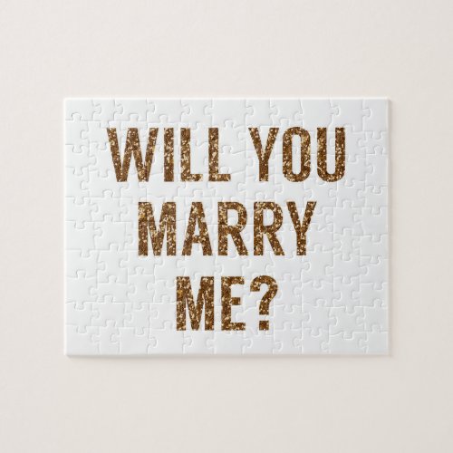 White Gold Glittery Marry Me Marriage Proposal Jigsaw Puzzle