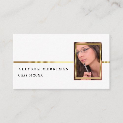 White  Gold Graduation Photo Insert Name Cards