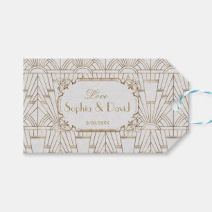 White Gold Great Gatsby Art Deco 1920s Wedding Gift Tags
