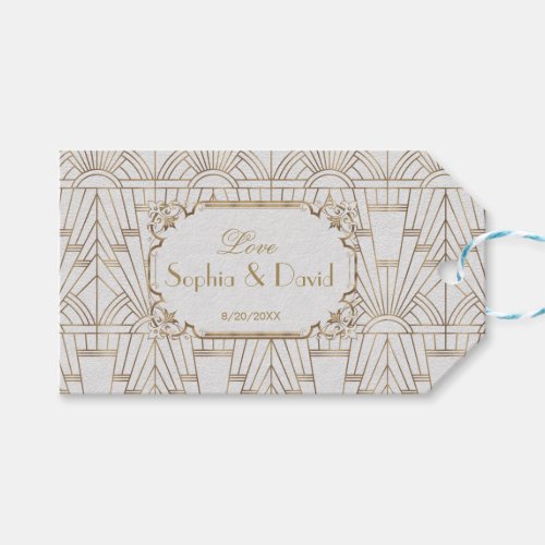 White Gold Great Gatsby Art Deco 1920s Wedding Gift Tags