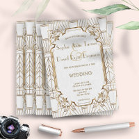 White Gold Great Gatsby Art Deco 1920s Wedding