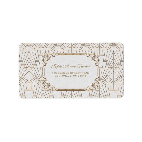 White Gold Great Gatsby Art Deco 1920s Wedding Label