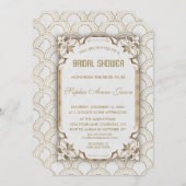 White Gold Great Gatsby Art Deco Bridal Shower Invitation (Front/Back)