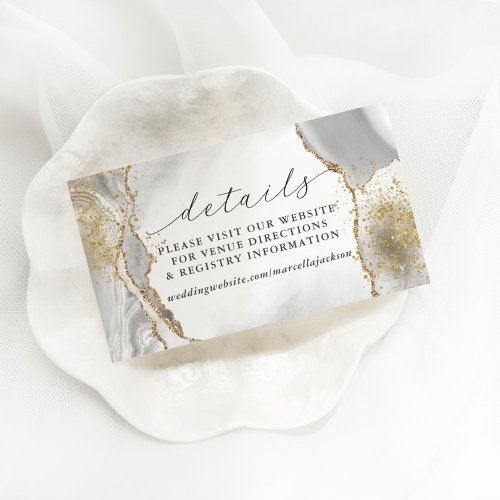 White Gold  Grey Mist Agate Details Note Card