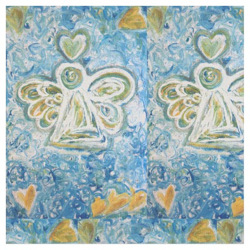 White Gold Guardian Angel Art Fabric Material