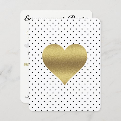 White  Gold Heart Polka Dot Bridal Shower Party Invitation