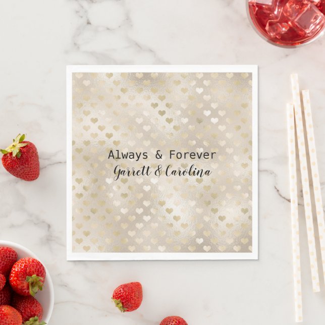 White Gold Hearts   Napkins (Insitu)
