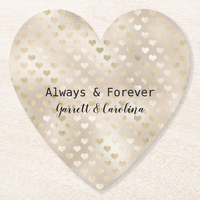 White Gold Hearts   Paper Coaster (Front)