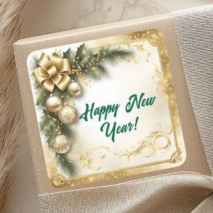 White Gold Holidays Vintage Square Sticker