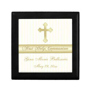 White, Gold Holy Communion Keepsake Jewelry Box