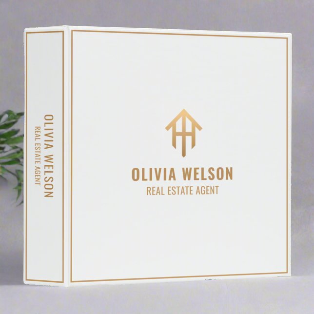 White Gold House Logo l Real Estate Agent Broker 3 Ring Binder (Creator Uploaded)
