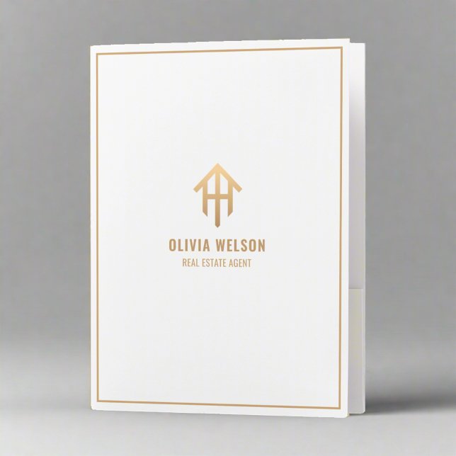 White Gold House Logo l Real estate Agent Broker  Pocket Folder (Creator Uploaded)