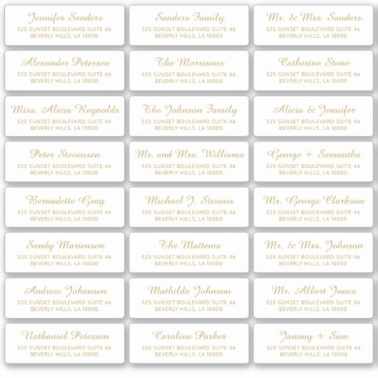 White gold individual guest address elegant labels | Zazzle.com