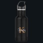 White Gold Initial Personalized Elegant Stainless Steel Water Bottle<br><div class="desc">White Gold Initial Monogrammed Name Elegant stainless steel water bottle.  You can use this easy template to customize your name and initial.  You can also customize the background color.</div>