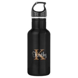 White Gold Initial Personalized Elegant Stainless Steel Water Bottle