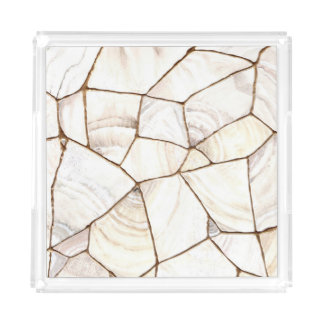 White Gold Kintsugi Marble Acrylic Tray