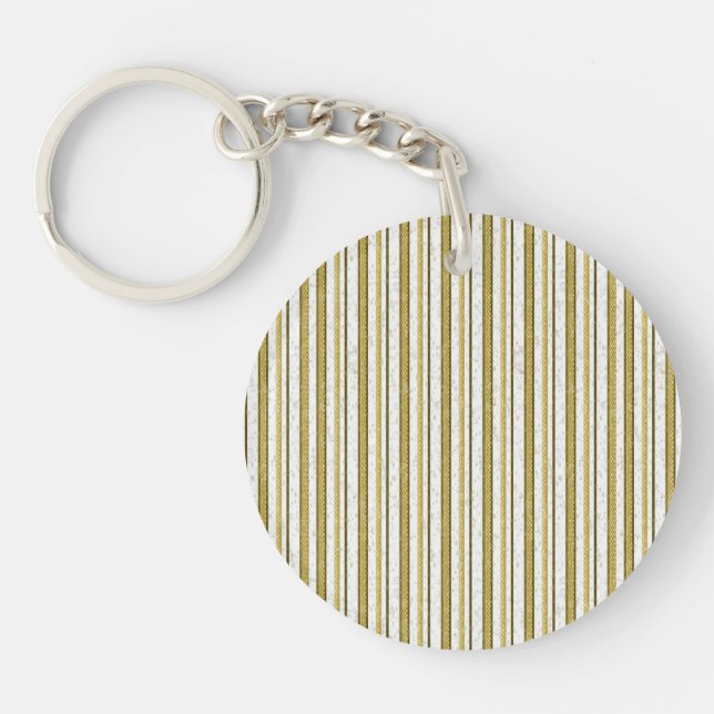 White gold lace stripes pattern keychain (Front)
