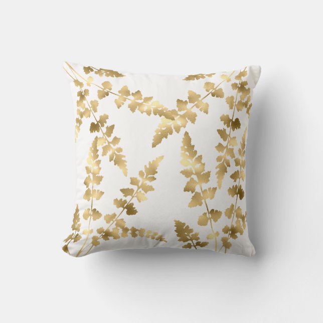 White Gold leaf double sided hamptons Throw Pillow (Front)