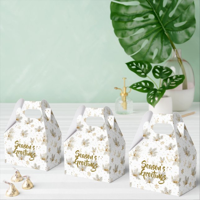 White Gold Leaves & Snowflakes Pattern Favor Boxes (Multiple)