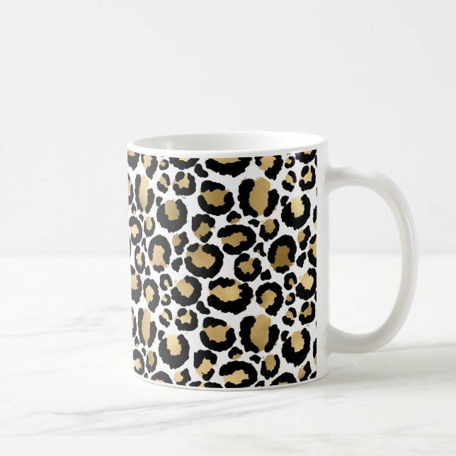 White & Gold Leopard Coffee Mug (Right)