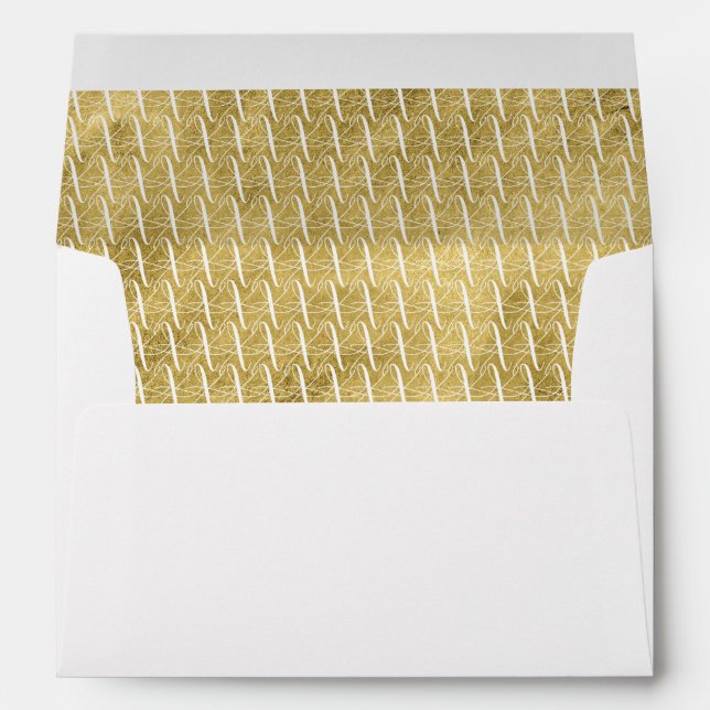White & Gold Lined Envelope (Back (Bottom))