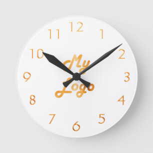 White gold logo business elegant round clock
