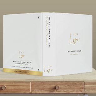 White & Gold Logo Corporate Business Branded 3 Ring Binder