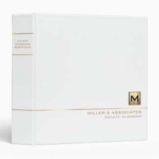 White Gold Logo Monogram Estate Planning Portfolio 3 Ring Binder