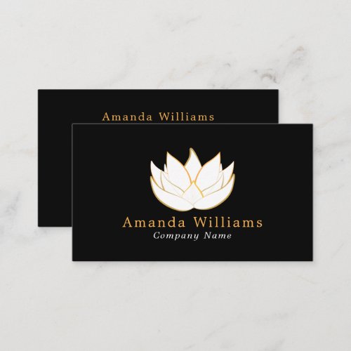 White  Gold Lotus Flower Floral Business Card