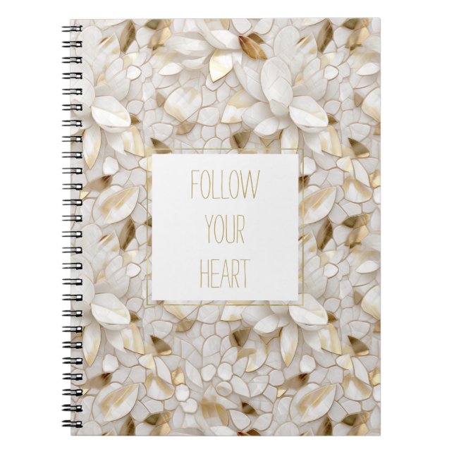 White Gold Lotus Flowers Notebook (Front)