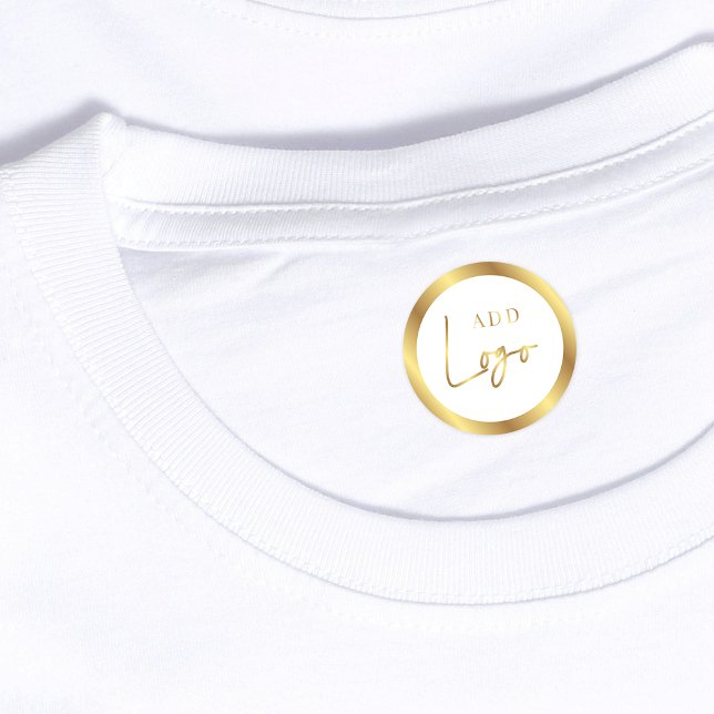 White & Gold Lux Boutique Logo Waterproof Clothing Labels (White and gold logo clothing labels)