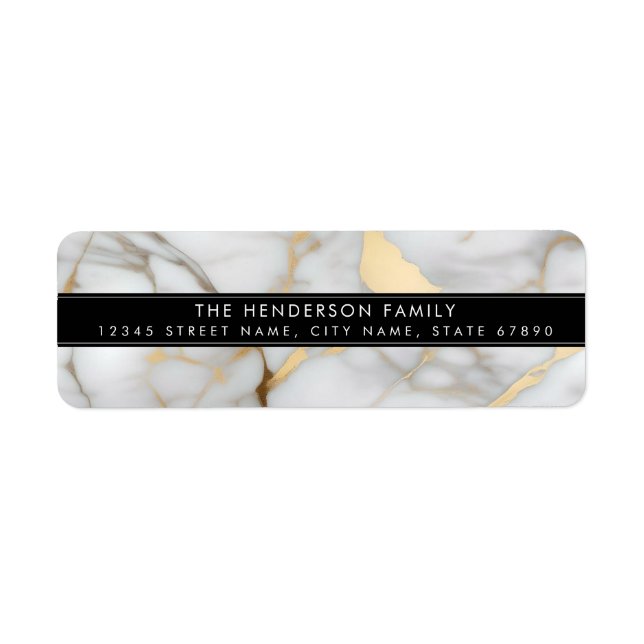 White Gold Marble Background Return Address Labels (Front)