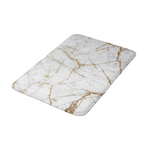 White & gold marble bath mat