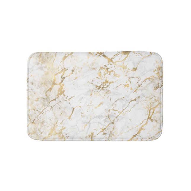 White & Gold Marble Bath Mat (Front)