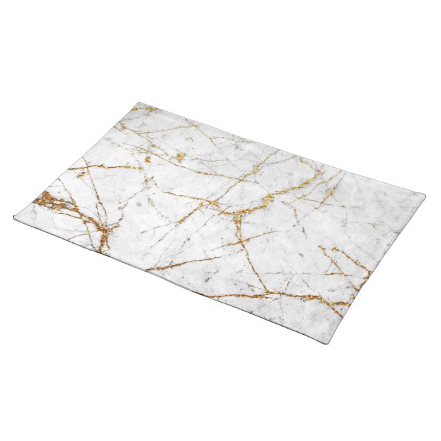 White & gold marble cloth placemat (On Table)