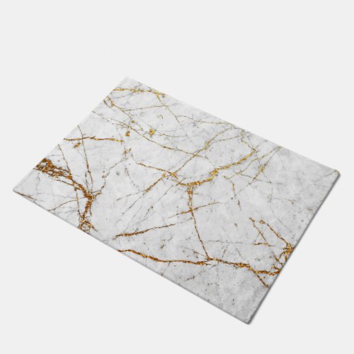 White  gold marble doormat