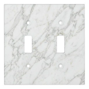 White Gold Marble Elegant Minimal Style Light Switch Cover
