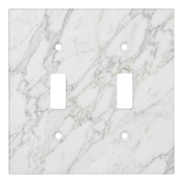 White Gold Marble Elegant Minimal Style Light Switch Cover (Front)