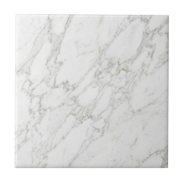 White Gold Marble Elegant Minimalist Luxury Design Ceramic Tile (Front)